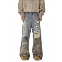 STREET PATCHWORK CAMOUFLAGE DENIM PANTS