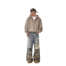 American high street cleanfit denim patchwork camouflage pants new style washed with holes worn out with a slight pull tab and trendy floor length pants image 5
