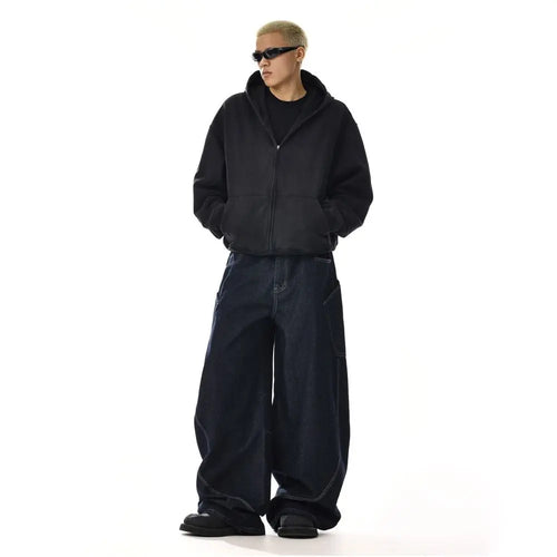 American retro silhouette curved knife jeans men s and women s trendy brand versatile straight tube high end feeling wide leg loose casual pants image 5