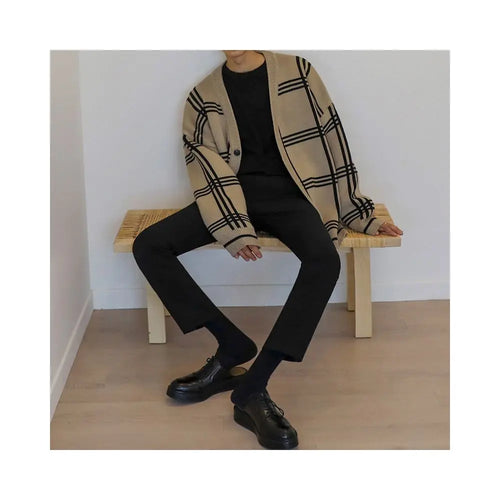 MRCYC autumn new men s cardigan knitted sweater Korean trend lazy style jacket loose and versatile sweater trend image 3