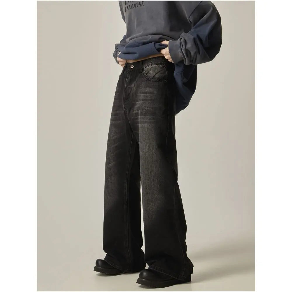 RETRO BLACK STRAIGHT LEG DENIM JEANS