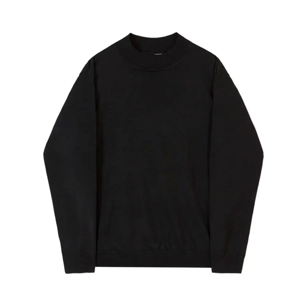 MRCYC semi high neck sweater for men in autumn and winter loose Korean style trend thick black mid neck knitted base sweater and thread jacket image 5