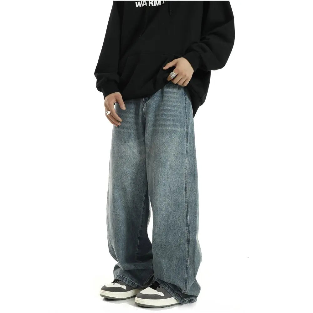Vintage versatile wide leg jeans for men and women spring and summer new styles loose floor length pants American casual washed straight leg pants image 3