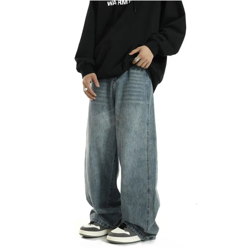 Vintage versatile wide leg jeans for men and women spring and summer new styles loose floor length pants American casual washed straight leg pants image 3