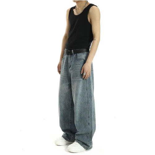 Vintage versatile wide leg jeans for men and women spring and summer new styles loose floor length pants American casual washed straight leg pants image 4