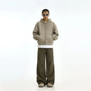 Spring and Autumn Cleanfit Grey Hoodie Men s and Women s American Retro Casual Boxy Short Loose Coat Hoodie image 4