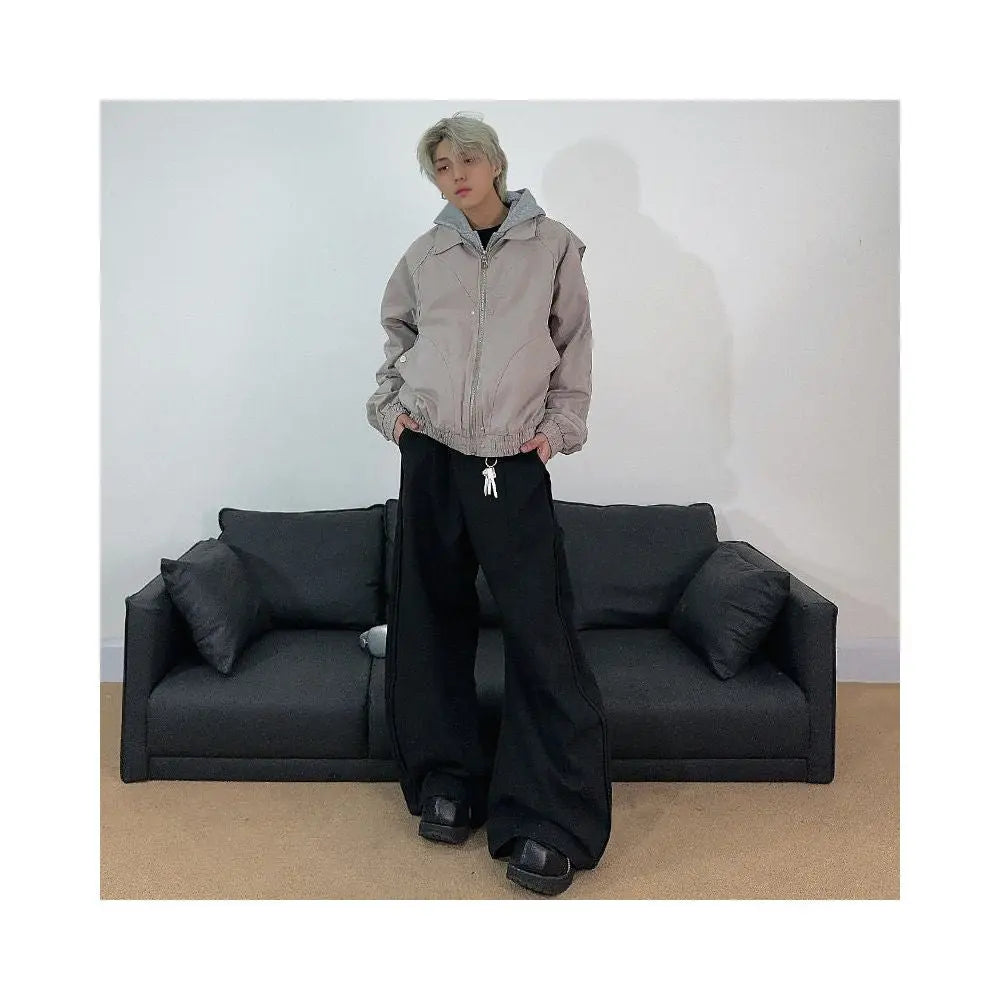 76STREET American retro cleanfit fake two piece deconstructive design hooded jacket jacket men s workwear jacket image 3