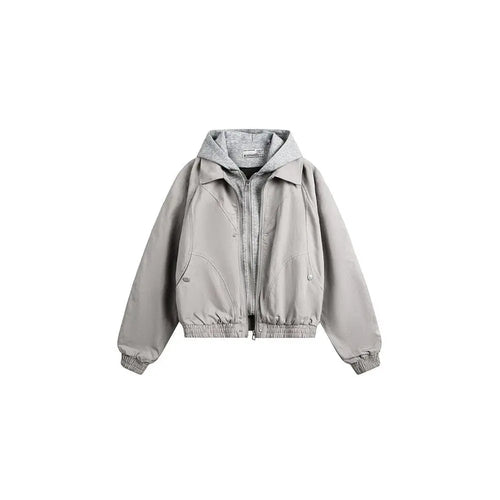 76STREET American retro cleanfit fake two piece deconstructive design hooded jacket jacket men s workwear jacket image 5