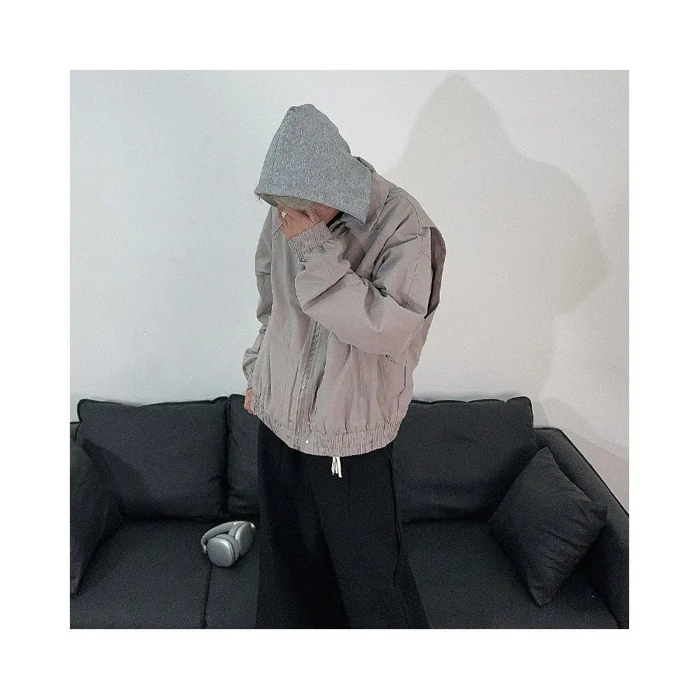 RETRO DECONSTRUCTED FAKE TWO-PIECE HOODED JACKET Tagkita/她及其他