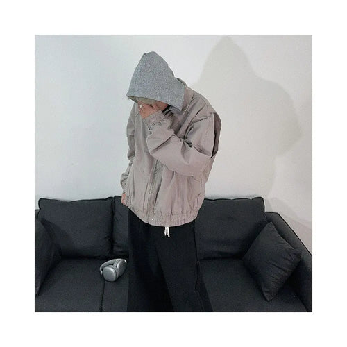 RETRO DECONSTRUCTED FAKE TWO-PIECE HOODED JACKET Tagkita/她及其他