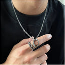 SAZ antique silver necklace for men s fashion niche high street retro titanium steel original design hanging decoration Japanese minimalist accessories image 2
