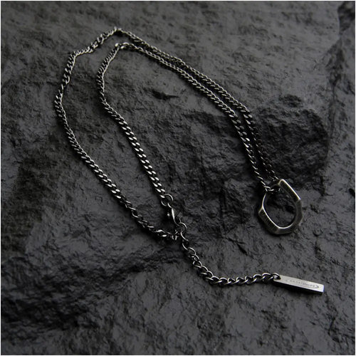 SAZ antique silver necklace for men s fashion niche high street retro titanium steel original design hanging decoration Japanese minimalist accessories image 4