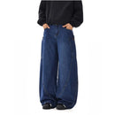 American retro design curved knife baggy workwear jeans for men and women loose hip hop wide leg embroidered floor pants image 1