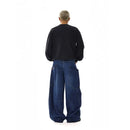 American retro design curved knife baggy workwear jeans for men and women loose hip hop wide leg embroidered floor pants image 4