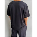 Black short sleeved T shirt for men in summer thin Japanese style low neck Vibe high end base shirt casual half sleeved T shirt image 2