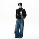 Oulang s store American high street lazy and relaxed pants men s hooligans handsome and high end curved knife pants couple jeans trendy image 3