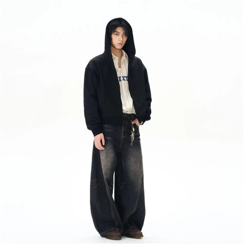 Oulang s store American high street lazy and relaxed pants men s hooligans handsome and high end curved knife pants couple jeans trendy image 4