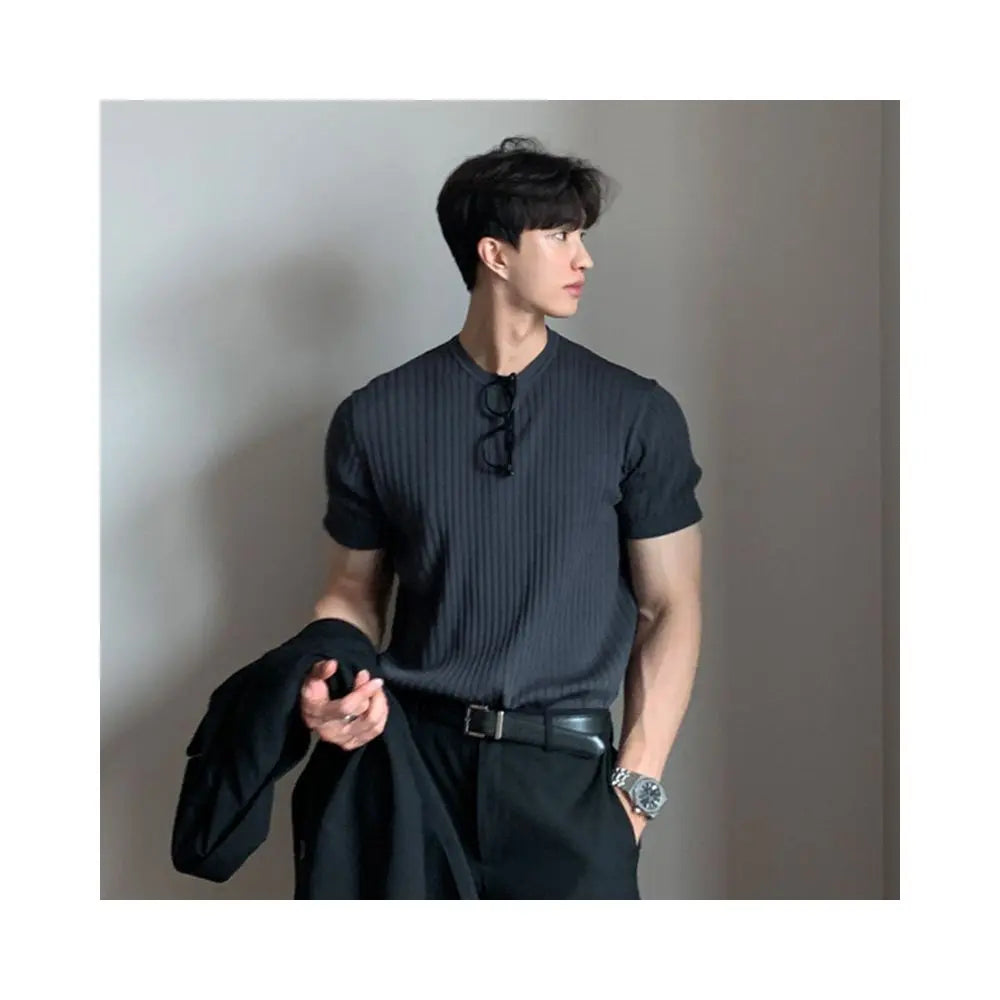 KNITTED SHORT SLEEVE LOOSE FIT TEE