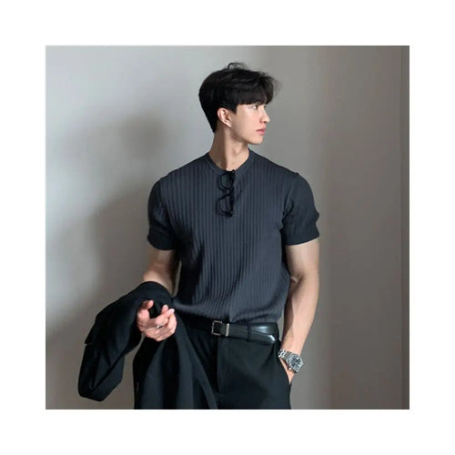 KNITTED SHORT SLEEVE LOOSE FIT TEE 摇橹人