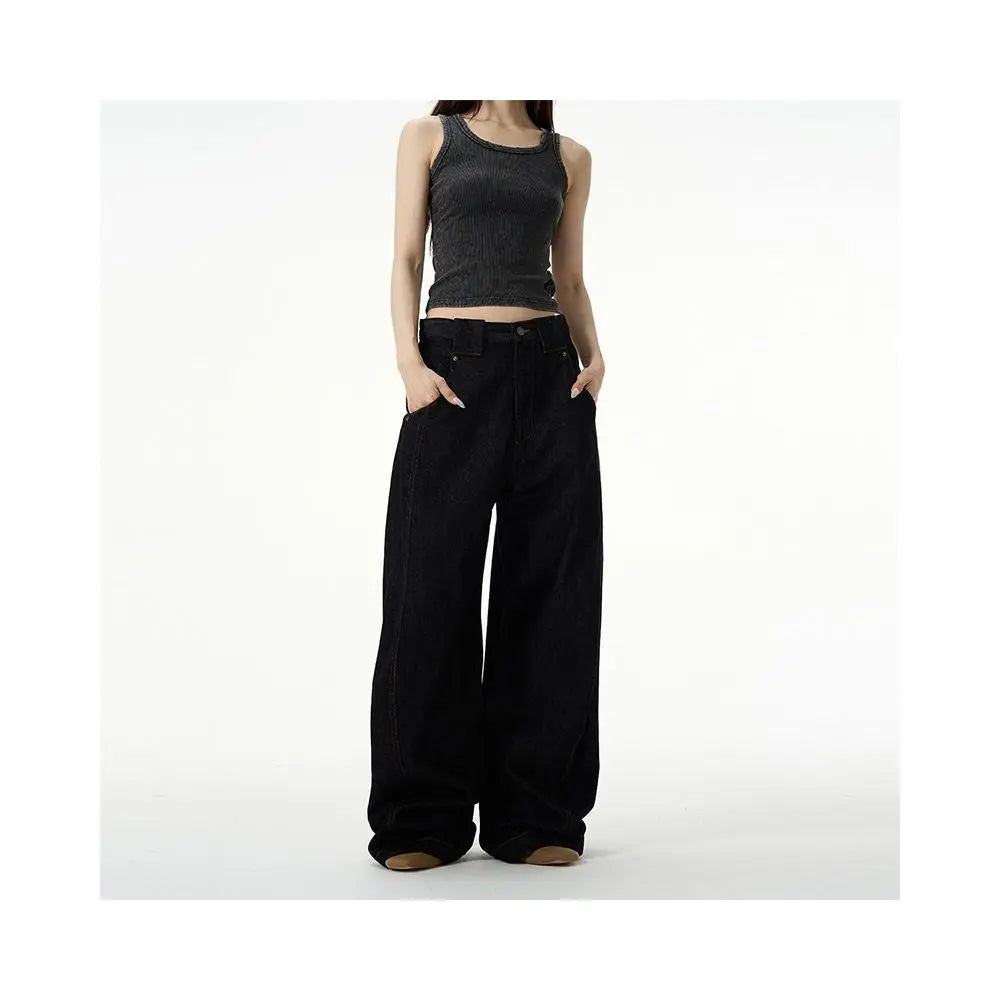 Tailang s store American retro wide leg loose scimitar pants men s high end niche jeans cool street pants image 2