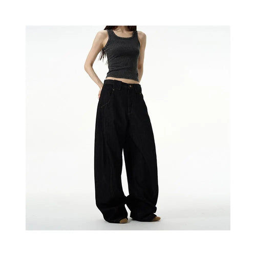 Tailang s store American retro wide leg loose scimitar pants men s high end niche jeans cool street pants image 3
