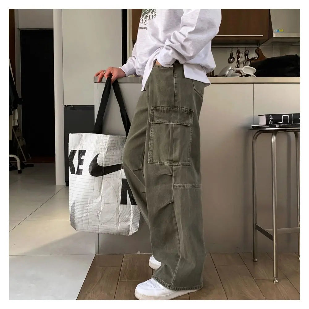 MRCYC retro workwear jeans men s spring loose casual pants Korean trend cool straight leg floor pants image 3