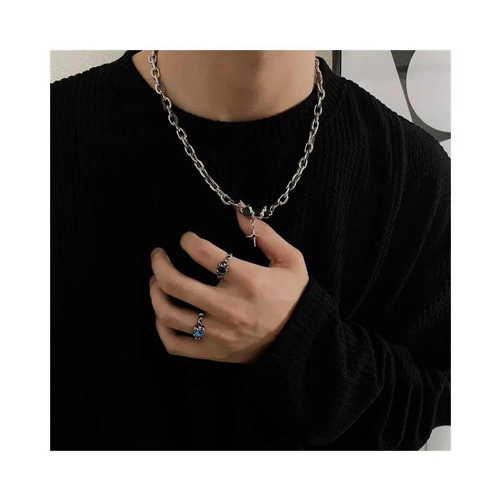 Carmen Black Gemstone Multi layer Necklace for Boys Trendy Hip Hop Ins High Street Niche Cold Style High End Clavicle Chain for Girls image 1
