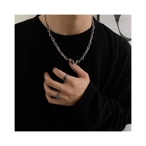Carmen Black Gemstone Multi layer Necklace for Boys Trendy Hip Hop Ins High Street Niche Cold Style High End Clavicle Chain for Girls image 1