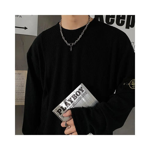 Carmen Black Gemstone Multi layer Necklace for Boys Trendy Hip Hop Ins High Street Niche Cold Style High End Clavicle Chain for Girls image 4