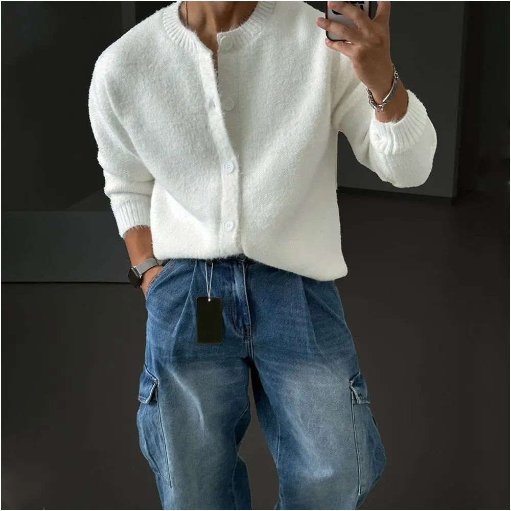SOFT KNIT ROUND NECK CARDIGAN