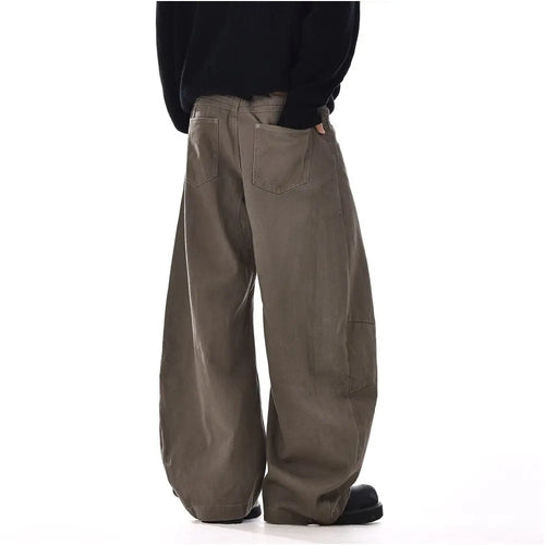 American retro silhouette curved knife jeans for men and women rugged and stylish with a sense of luxury deconstructed Loose and wide legged couple casual pants image 4