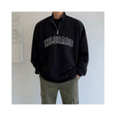 RETRO HALF HIGH NECK EMBROIDERED HOODIE Mrcyc