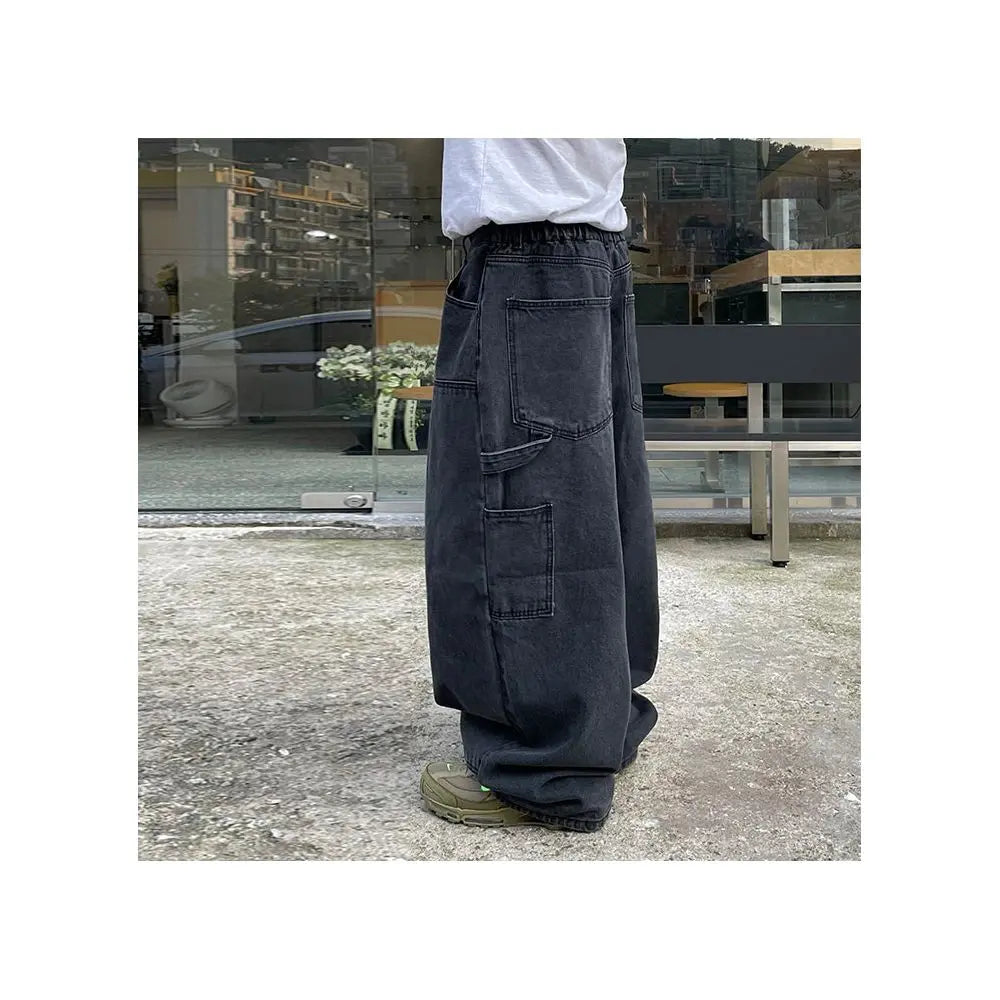 MRCYC Japanese retro wide leg pants for men in spring loose and slimming jeans Korean trend straight leg long pants image 4