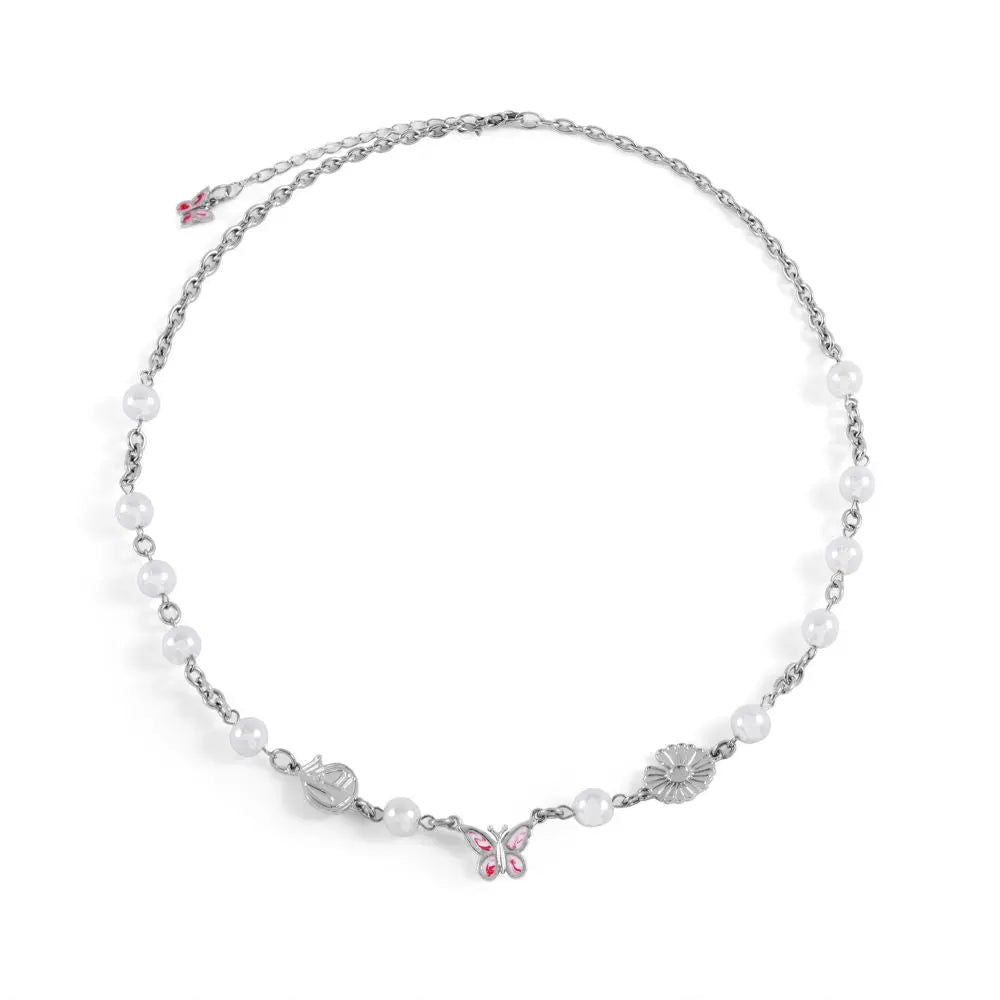 Carmen 2021 new butterfly pearl patchwork necklace female Instagram niche design internet celebrity personality collarbone chain male image 5