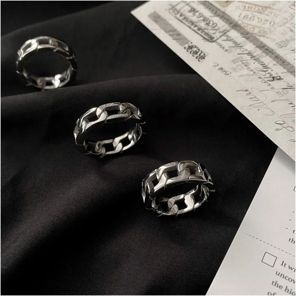 Carmen Original Versatile Fried Dough Twists Chain Large Ring Fashion Hip Hop Simple Single Ring Index Finger End Ring for Men and Women image 0