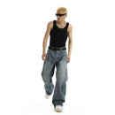 American retro spring and summer new style micro flared jeans for men with a slim and straight silhouette high waisted and loose casual pants trendy image 3
