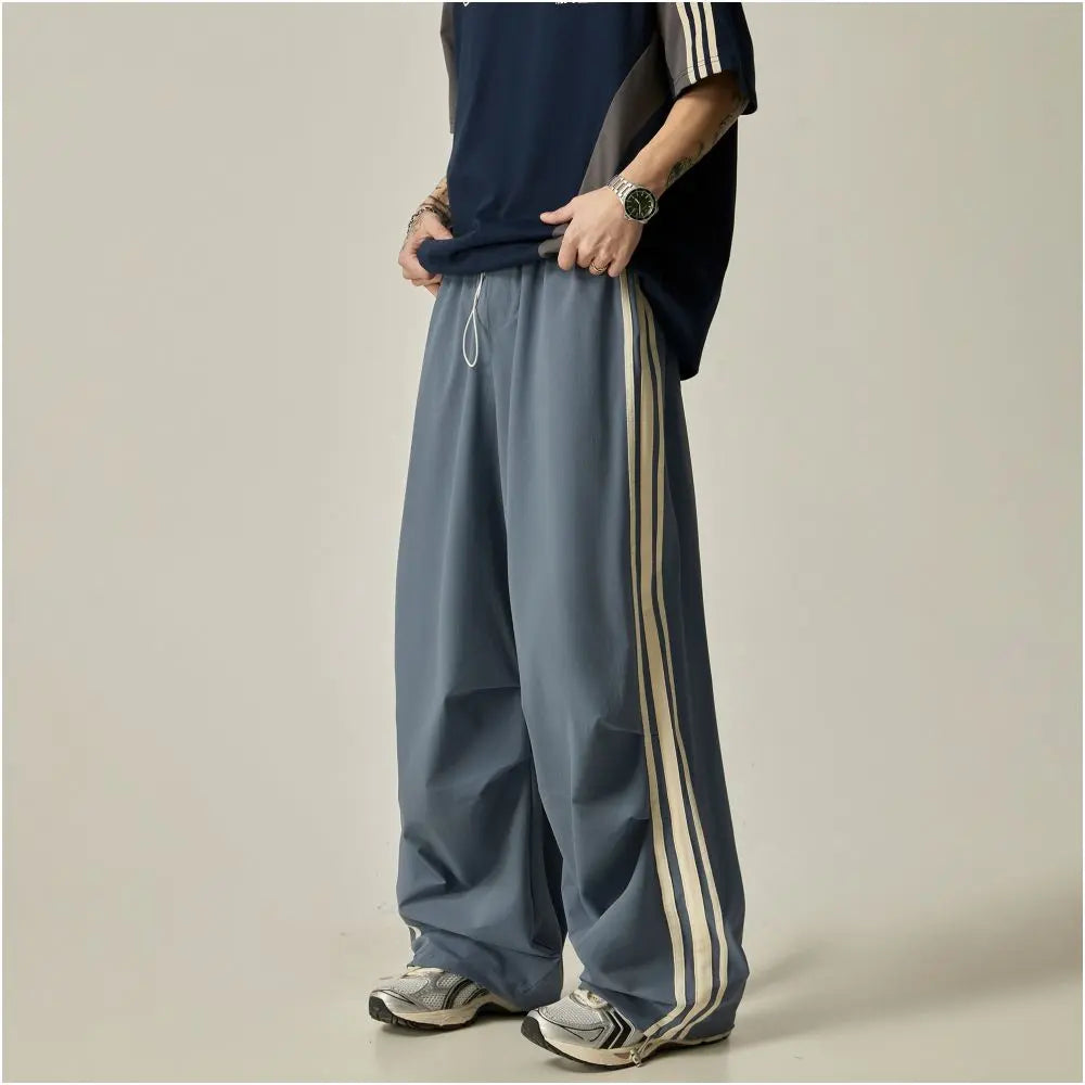 RETRO STRIPED DRAPE PARATROOPER PANTS