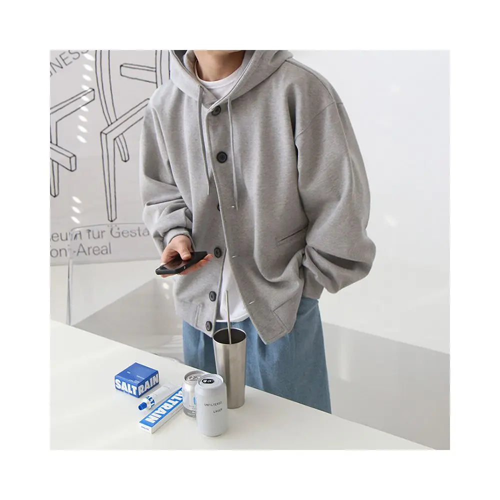 LOOSE FIT HOODED CARDIGAN SWEATSHIRT