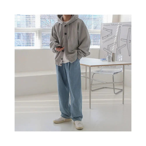 MRCYC cardigan sweatshirt men s spring and autumn Korean loose and trendy design sense solid color versatile hooded jacket image 4