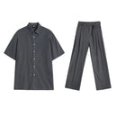MRCYC old money style fashionable suit men s summer loose short sleeved shirt Korean trend straight leg floor length trousers image 5
