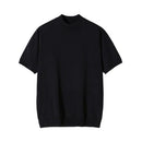 MRCYC Korean style semi high neck knitted T shirt for men solid color versatile slim fit short sleeved summer high end vintage style T shirt image 5