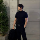 SEMI HIGH NECK KNITTED SHORT SLEEVE TEE Mrcyc