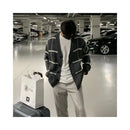 Bishe 2025 Spring and Autumn New Trendy Cardigan Men s Korean Edition British Checkered Stripe Sweater Men s V neck Sweater image 5
