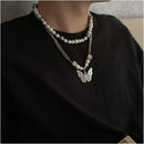 Carmen Asap Rocky Same Style Splicing Pearl Necklace Men s and Women s Versatile Personalized Hip Hop Clavicle Chain Trendy Neck Chain image 1