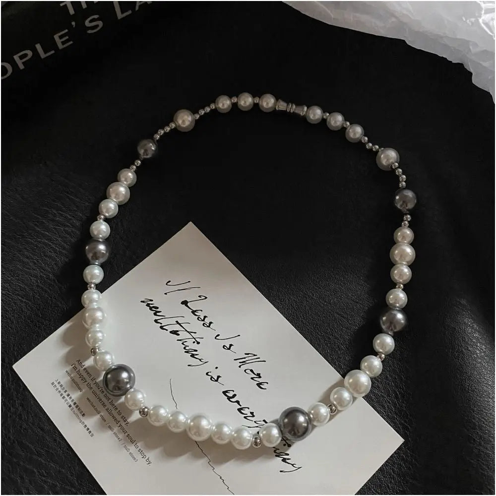 Carmen Asap Rocky Same Style Splicing Pearl Necklace Men s and Women s Versatile Personalized Hip Hop Clavicle Chain Trendy Neck Chain image 2