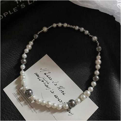 Carmen Asap Rocky Same Style Splicing Pearl Necklace Men s and Women s Versatile Personalized Hip Hop Clavicle Chain Trendy Neck Chain image 2
