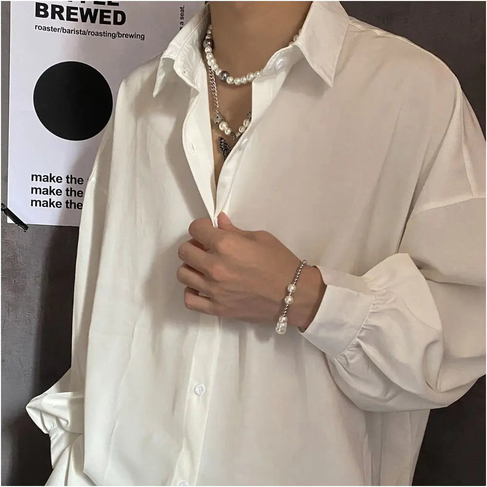 Carmen Asap Rocky Same Style Splicing Pearl Necklace Men s and Women s Versatile Personalized Hip Hop Clavicle Chain Trendy Neck Chain image 4
