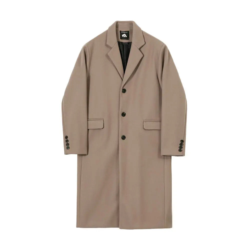 MRCYC medium to long woolen coat for men in winter Korean loose and thick woolen woolen coat British windbreaker jacket image 5