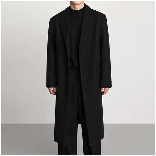 KOREAN LOOSE FIT WOOLEN LONG COAT Mrcyc