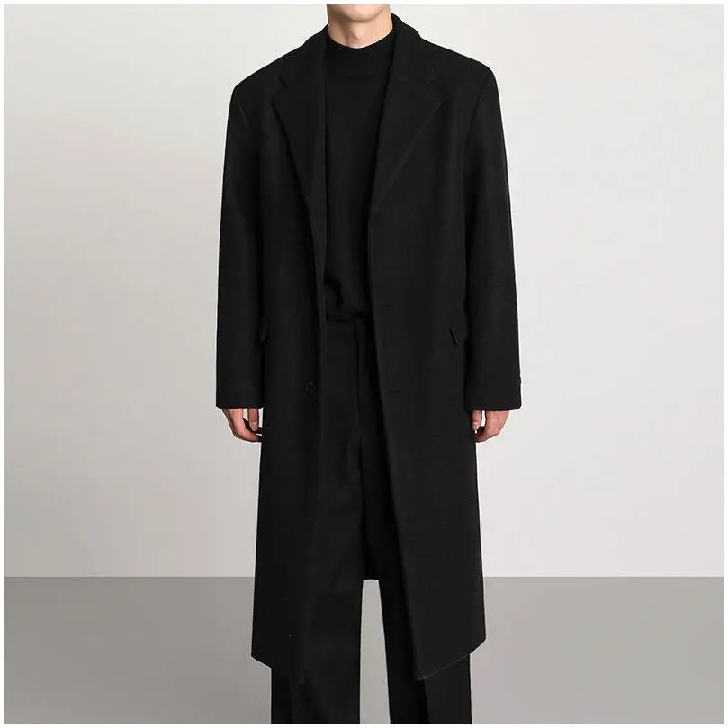 KOREAN LOOSE FIT WOOLEN LONG COAT Mrcyc